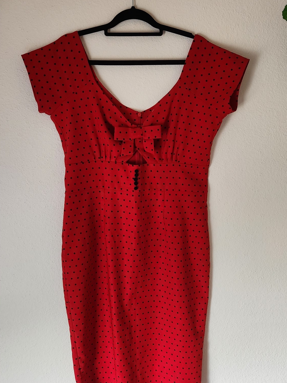 Tatyana Red Polka Dot Midi Dress with Front Bow